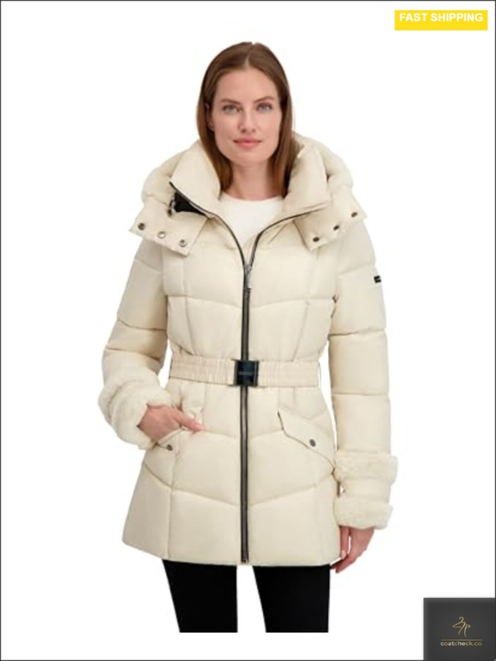 Laundry by Shelli Segal Women's Stretch Quilted Puffer Coat Winter Jacket Faux